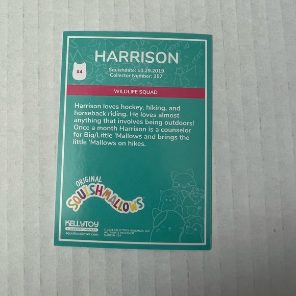 Squishmallow Trading Card Harrison - Picture 2 of 2